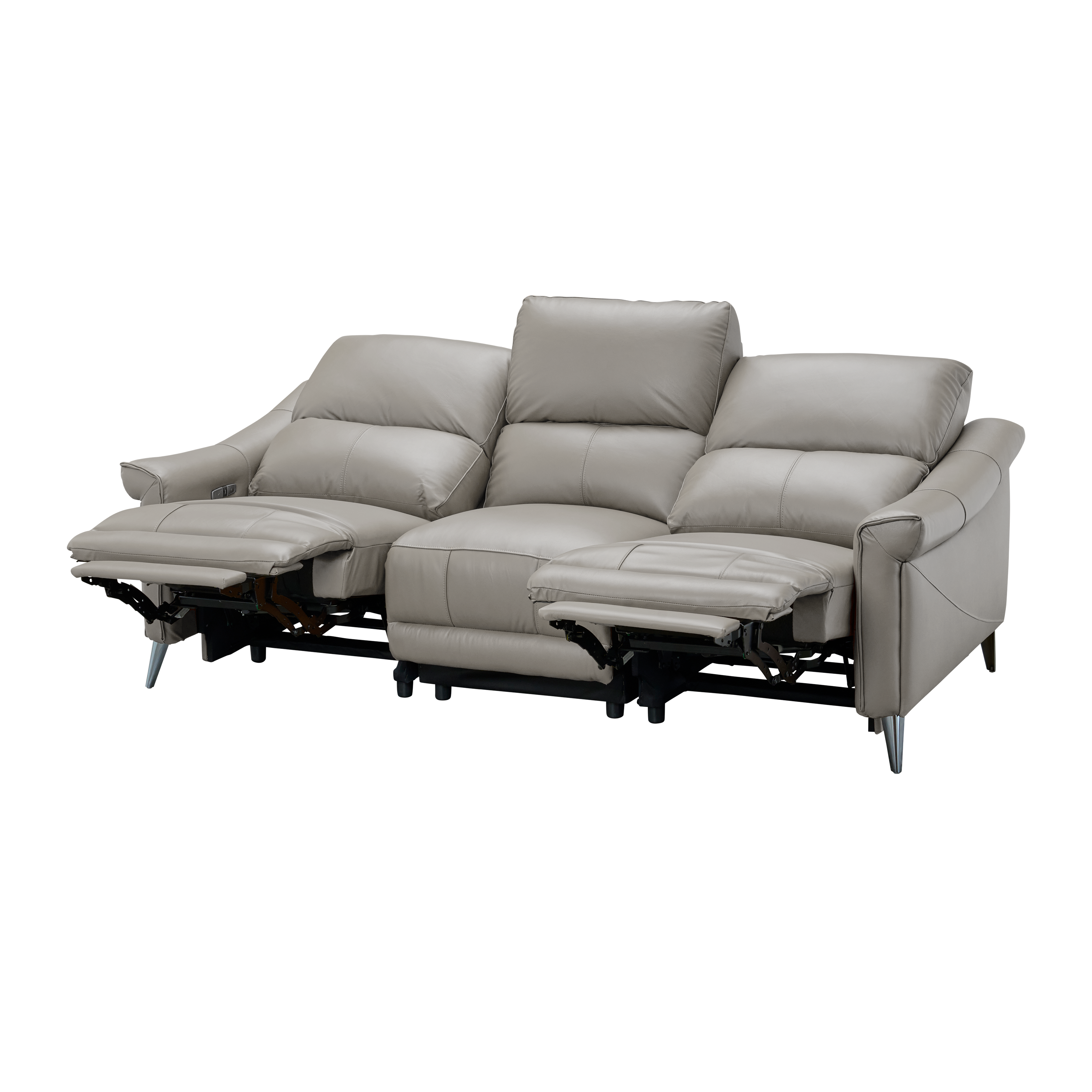 Strato 3 Seater Power Recliner Sofa - Glacier Grey (Top Grain Leather) - Zero Wall - Image 1