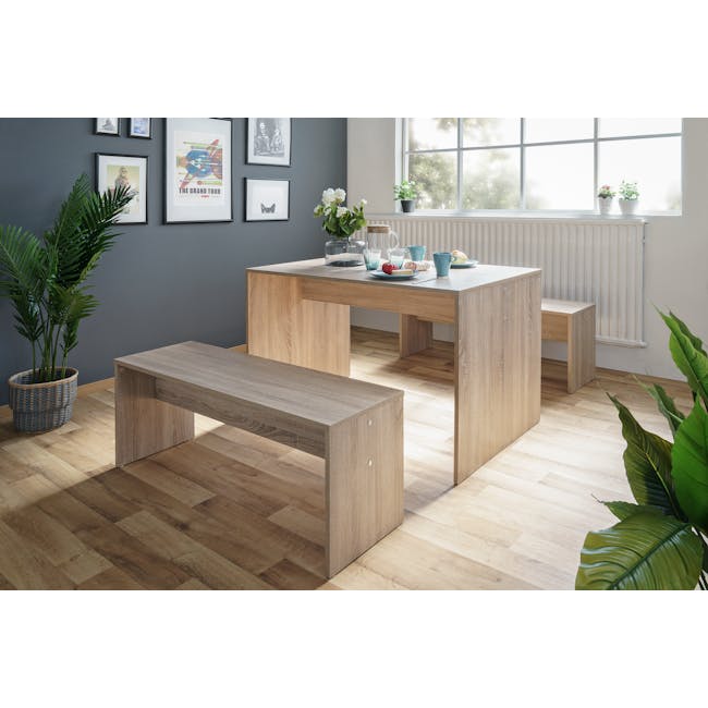 Biro Dining Set - 1.2m Table and 2 Benches - 1