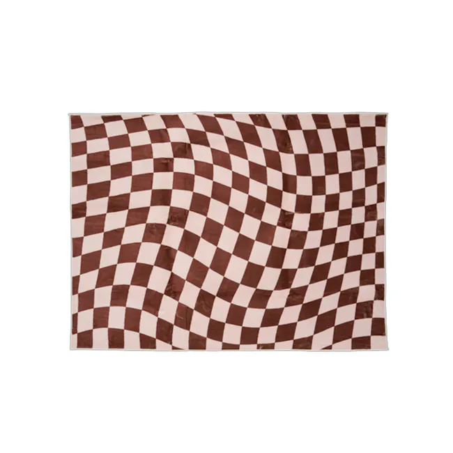 (As-is) Trippy Checkered Low Pile Rug - Brown (3 Sizes) - 1.2m x 1.6m - 1