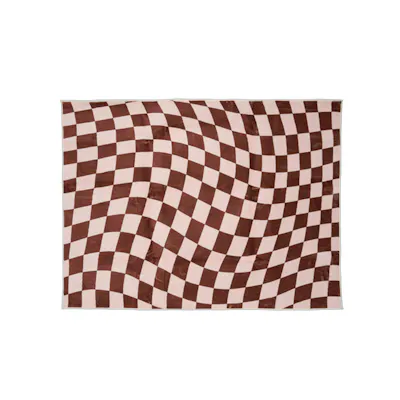 (As-is) Trippy Checkered Low Pile Rug - Brown (3 Sizes) - 1.2m x 1.6m