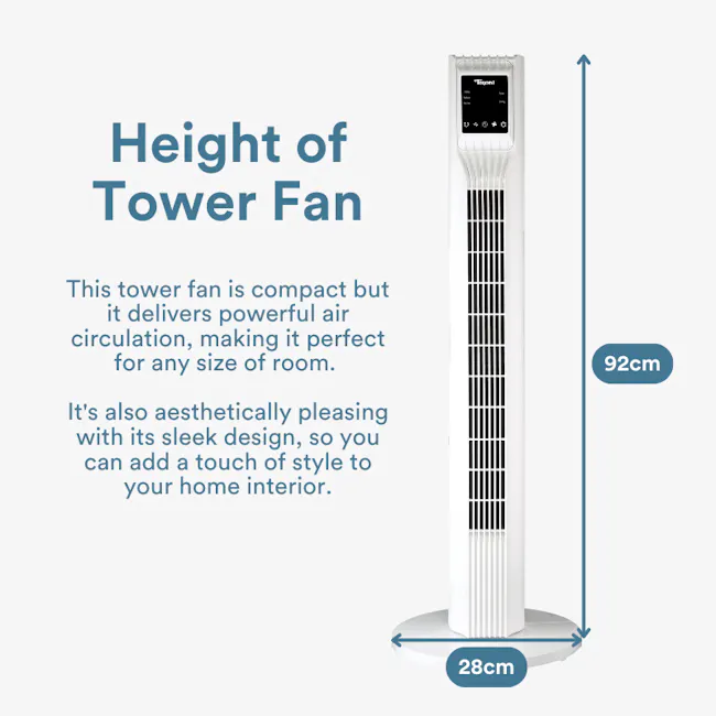 TOYOMI Airy Tower Fan with Remote TW 2103R - Black - 7 - Compact tower fan, powerful air circulation, 92cm height, sleek