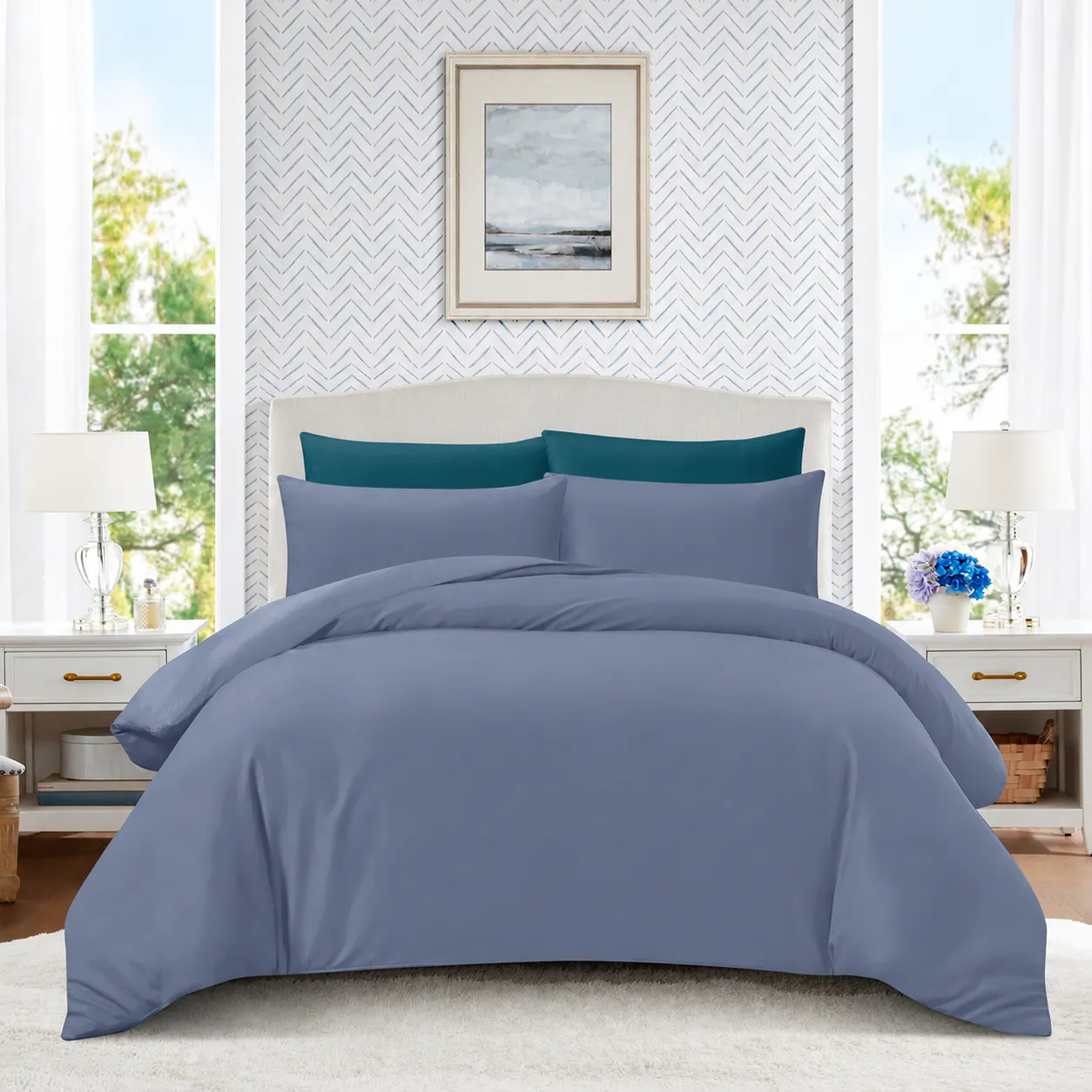 Hillcrest ComfyLux Solid 988TC Fitted Sheet Set (No Quilt Cover) - Stone Grey (4 Sizes)
