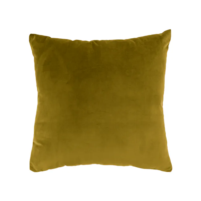 Alyssa Velvet Cushion Cover - Mustard - 1 - Green textured pillow, mustard yellow fabric, soft cushion, elegant pillowcase