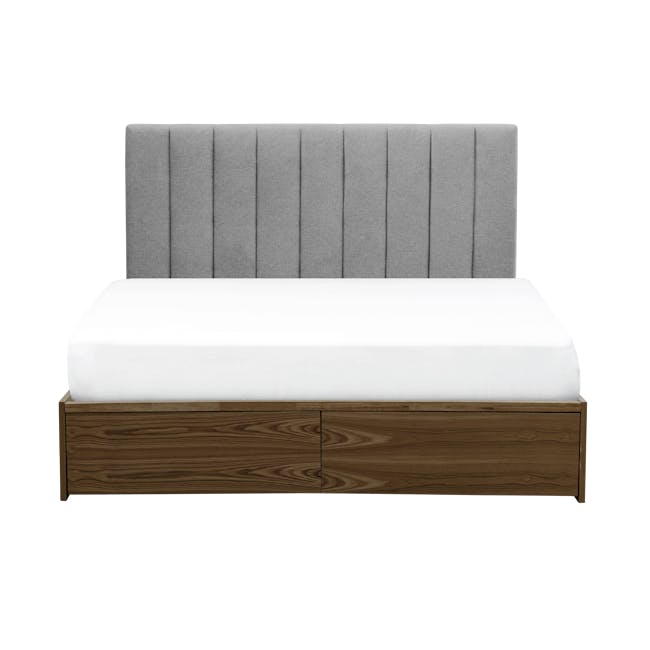 Zephyr 4 Drawer Queen Bed in Walnut, Shark and 2 Kyoto Twin Drawer Bedside Tables in Walnut - 2