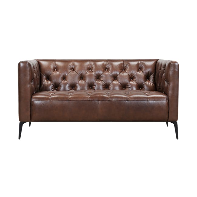 Louis 2 Seater Sofa - Chocolate (Genuine Cowhide Leather) - 0