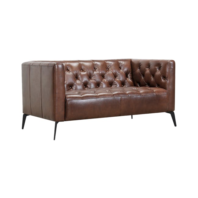 Louis 2 Seater Sofa with Louis Armchair - Chocolate (Genuine Cowhide) - 3