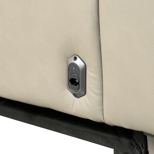 Clyde 4 Seater Power Recliner Sofa - Ivory (Top Grain Leather) - Zero Wall - 15 - Leather seat, metallic panel, black