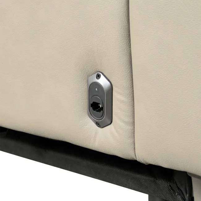 Clyde Left Arm Power Recliner Unit - Ivory (Top Grain Leather) - 16 - Leather seat, metallic panel, black carpet, black