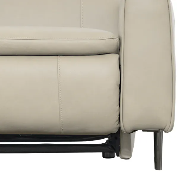 Clyde Left Arm Power Recliner Unit - Ivory (Top Grain Leather) - 14 - Leather sofa upholstery, beige leather upholstery
