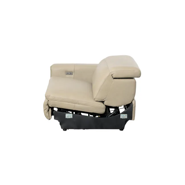 Clyde Left Arm Power Recliner Unit - Ivory (Top Grain Leather) - 4 - Luxurious beige leather recliner, ergonomic design