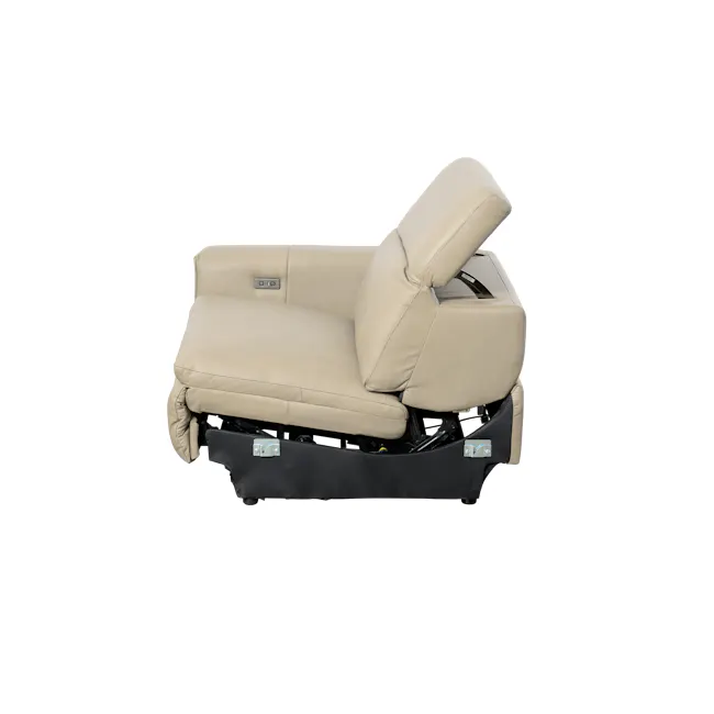 Clyde Left Arm Power Recliner Unit - Ivory (Top Grain Leather) - 5 - Luxurious beige leather recliner, ergonomic design