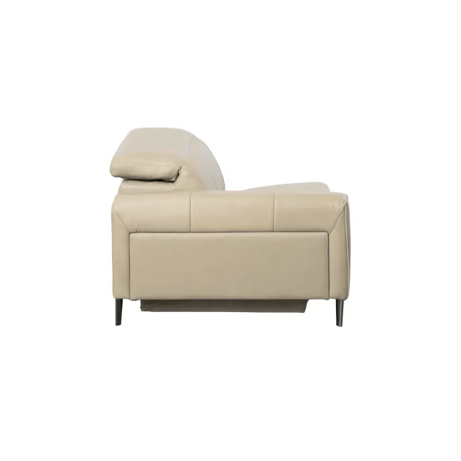 Clyde Left Arm Power Recliner Unit - Ivory (Top Grain Leather) - 6 - Lime green leather sofa, minimalist design, beige