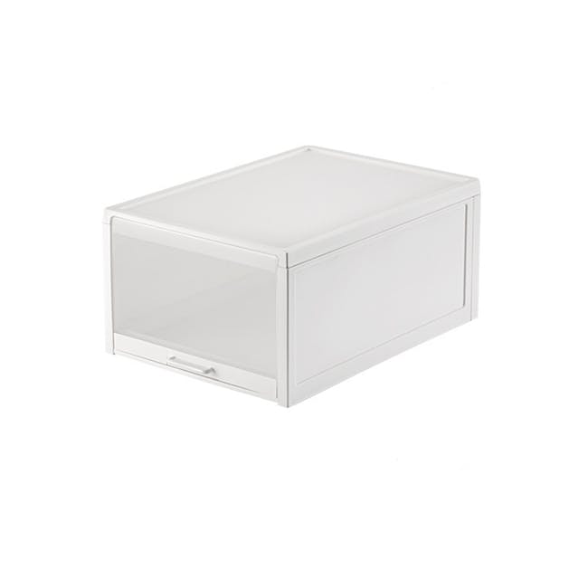 Zain Pull-Out Stackable Shoe Box - White - 0