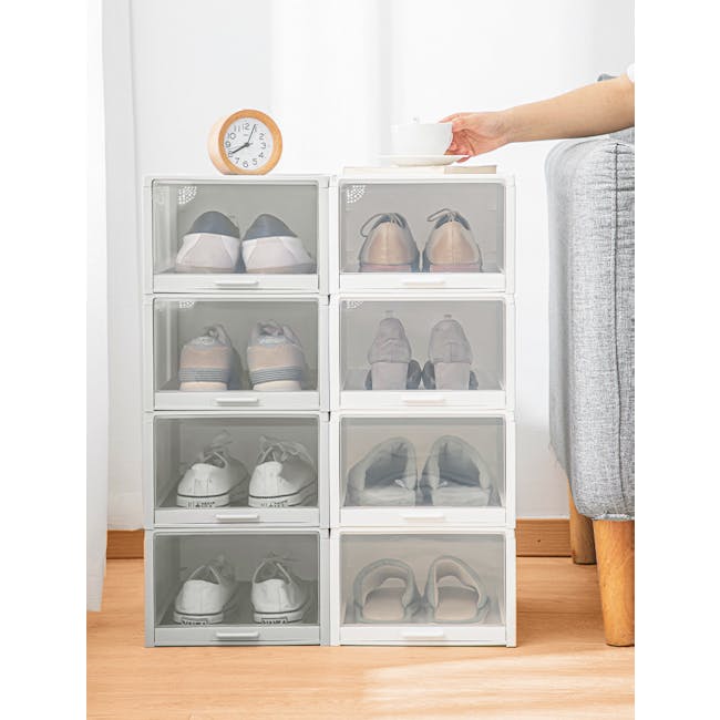 Zain Pull-Out Stackable Shoe Box - White - 3