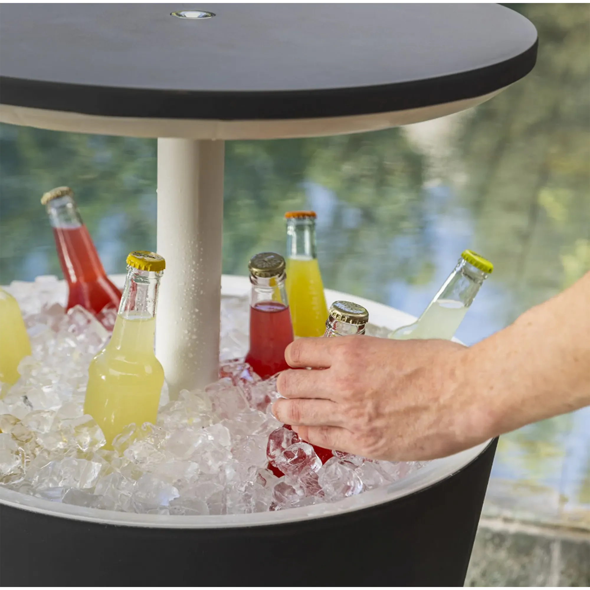 Cool Outdoor Cool Box / Bar Side Table - Graphite - 12 - Ice-filled cocktail bottles, colorful drinks, refreshing beverage