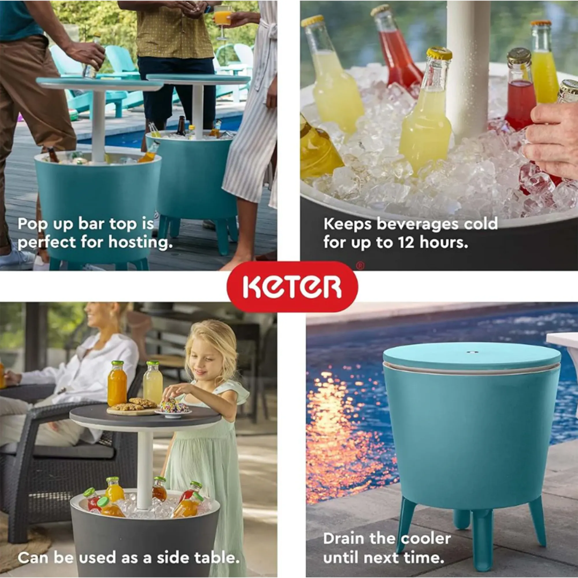 Cool Outdoor Cool Box / Bar Side Table - Graphite - 11 - Bar top, refreshing drinks, outdoor setting, popsicle, ice