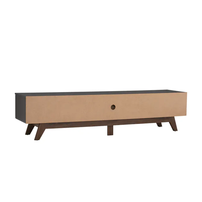 Miah TV Console 1.8m - Walnut, Grey - 7 - modern minimalist table, wooden pedestal, dark brown legs, rectangular shape