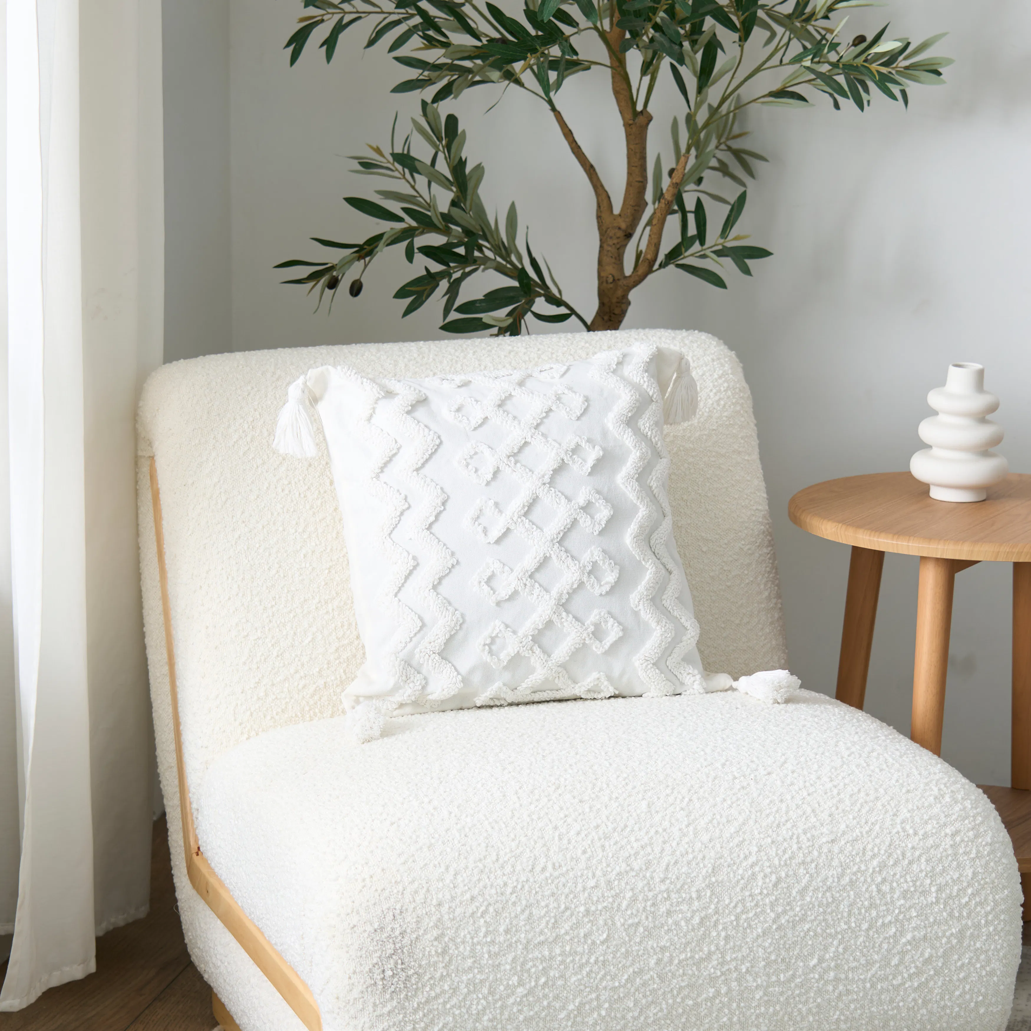 Geo Lattice with Tassels Cushion - 13