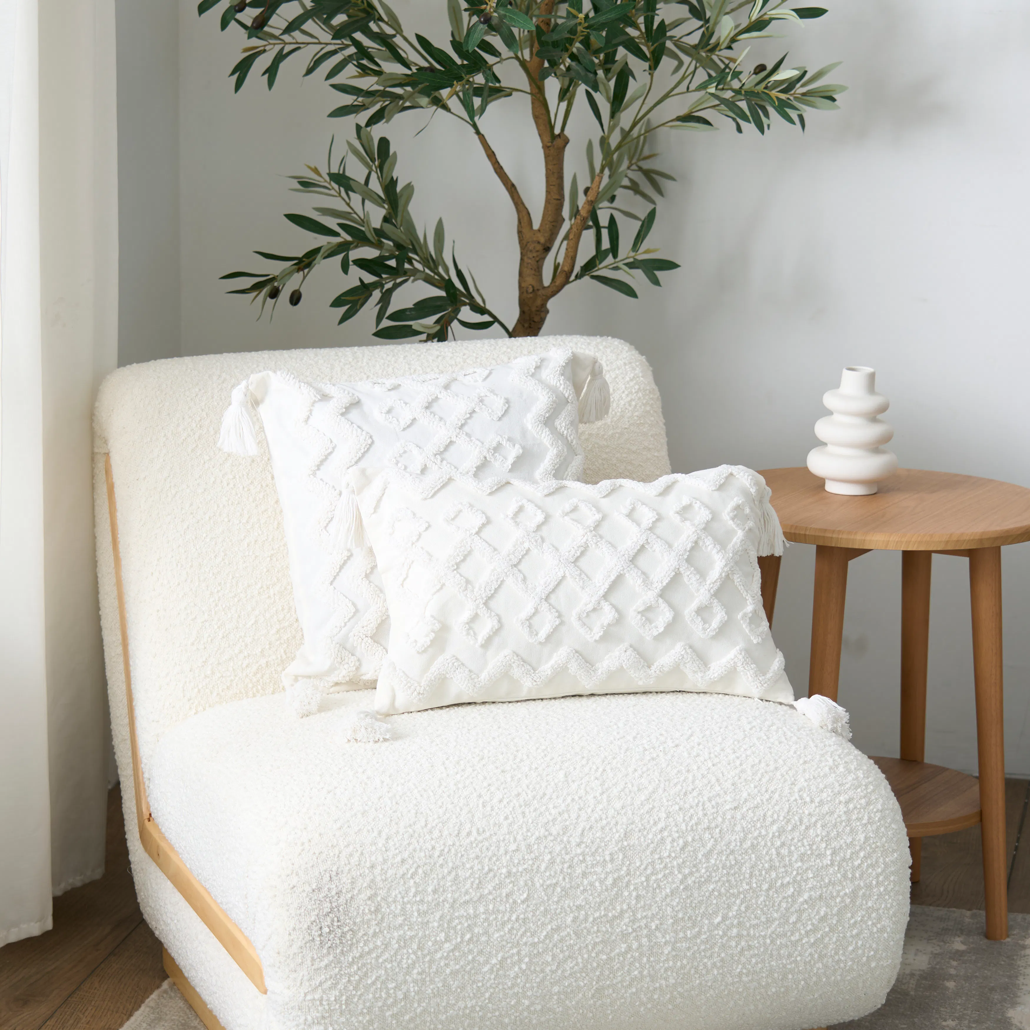 Geo Lattice with Tassels Cushion - 14