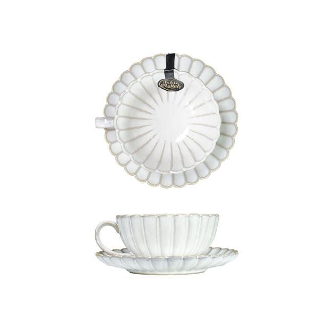 Table Matters White Scallop Tea Cup and Saucer - 0
