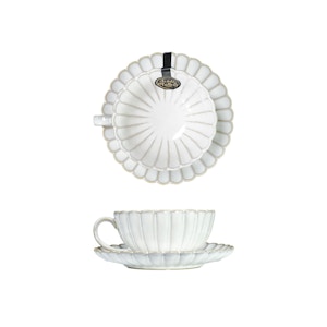 Table Matters White Scallop Tea Cup and Saucer