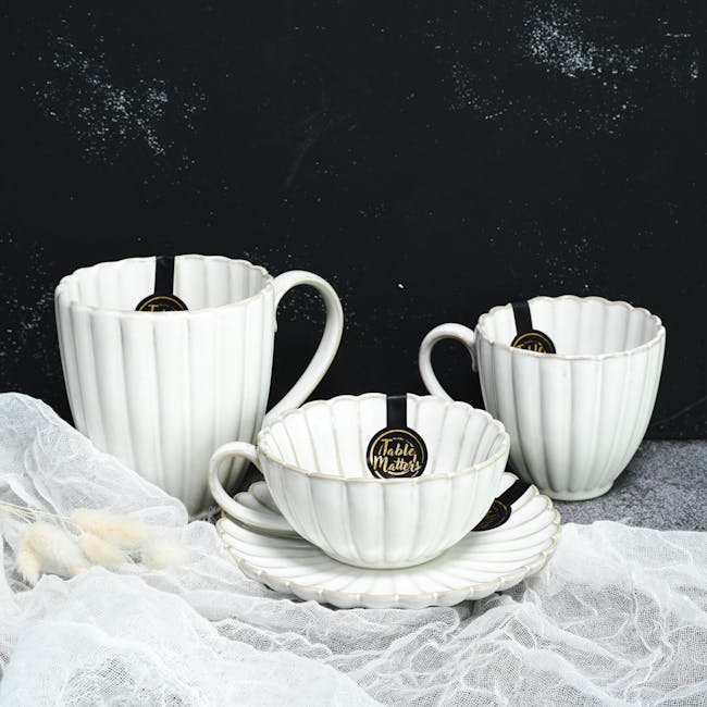 Table Matters White Scallop Tea Cup and Saucer - 2