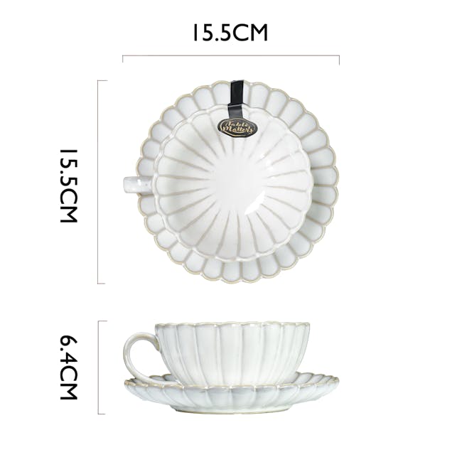 Table Matters White Scallop Tea Cup and Saucer - 5