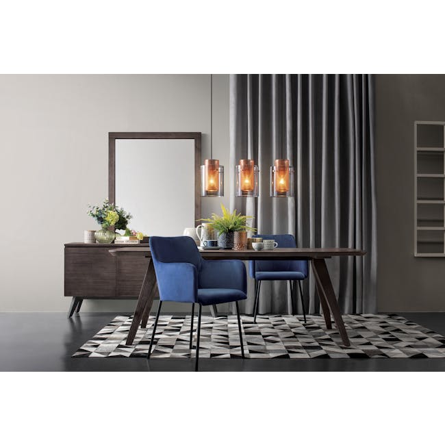 Maeve Dining Table 2m with 4 Dakota Dining Armchairs in Navy and Grey - 1