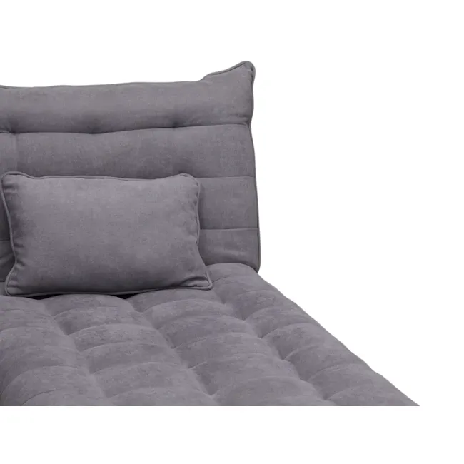 Tessa Storage Lounge Sofa Bed - Charcoal (Eco Clean Fabric) - 13 - Grey upholstered sofa, tufted design, cushioned armrest