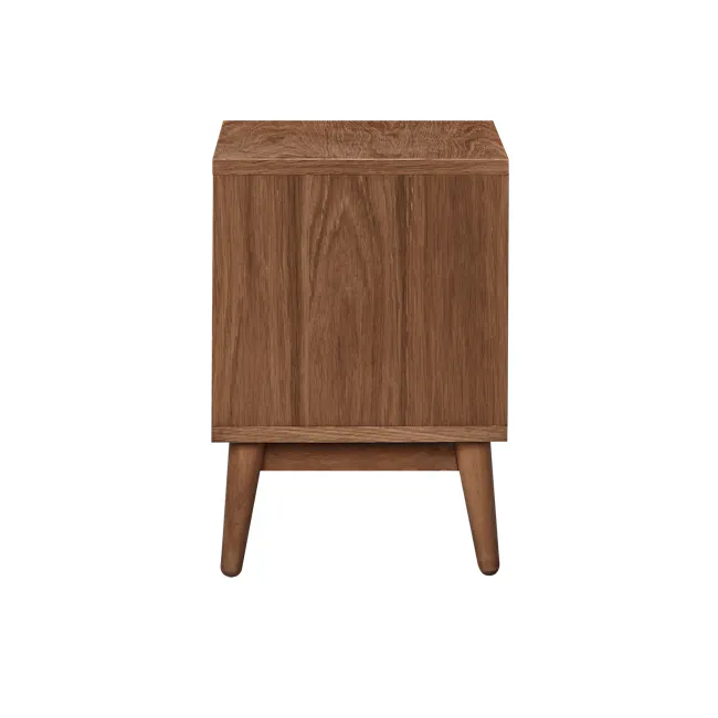 Kyoto Single Shelf Slim Bedside Table - Walnut - 4 - Wooden cabinet with natural finish, wooden legs, wooden texture, wooden