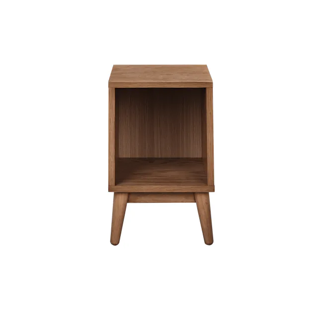 Kyoto Single Shelf Slim Bedside Table - Walnut - 3 - Wooden shelf, minimalist design, natural wood finish, rectangular