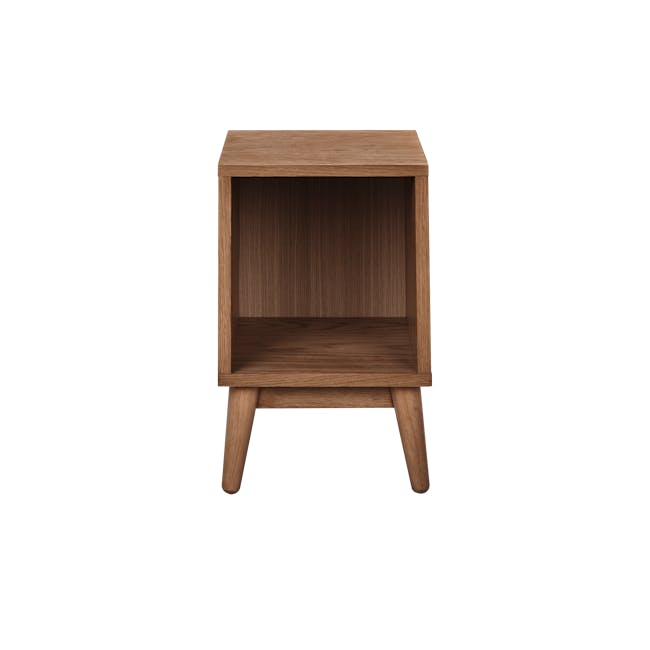 Zephyr 4 Drawer Queen Bed in Walnut, Anthracite Grey with 2 Kyoto Single Shelf Slim Bedside Table in Walnut - 14 - Wooden