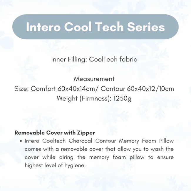 Intero Air-Pass CoolTech Charcoal Memory Foam Pillow Comfort - 4 - Inner filling: CoolTech fabric, Comfort 60x40x14cm