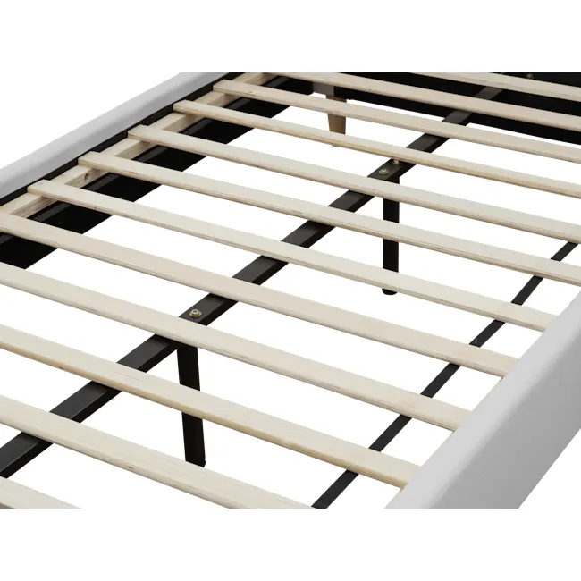 Nolan Single Bed - Silver Fox - 7 - Wooden slats, black metal frame, light wood finish, horizontal slats, wooden plank