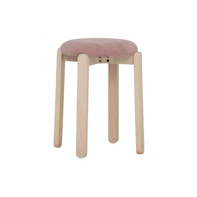 Opal Stool - White Wash, Blush Pink