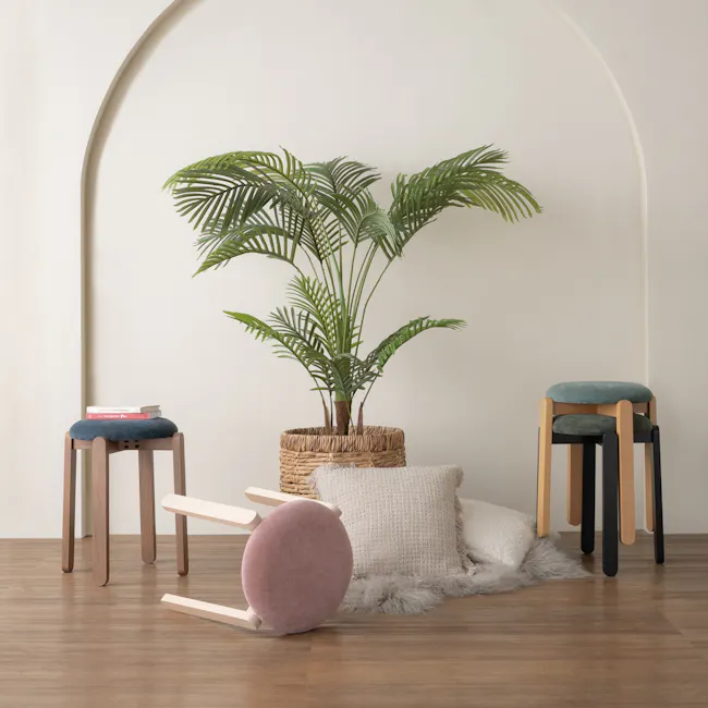 Opal Stool - White Wash, Blush Pink - 3