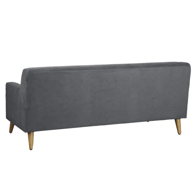 Damien 3 Seater Sofa with Damien Armchair - Dark Grey (Scratch Resistant Fabric) - 5 - Grey upholstered sofa with wooden