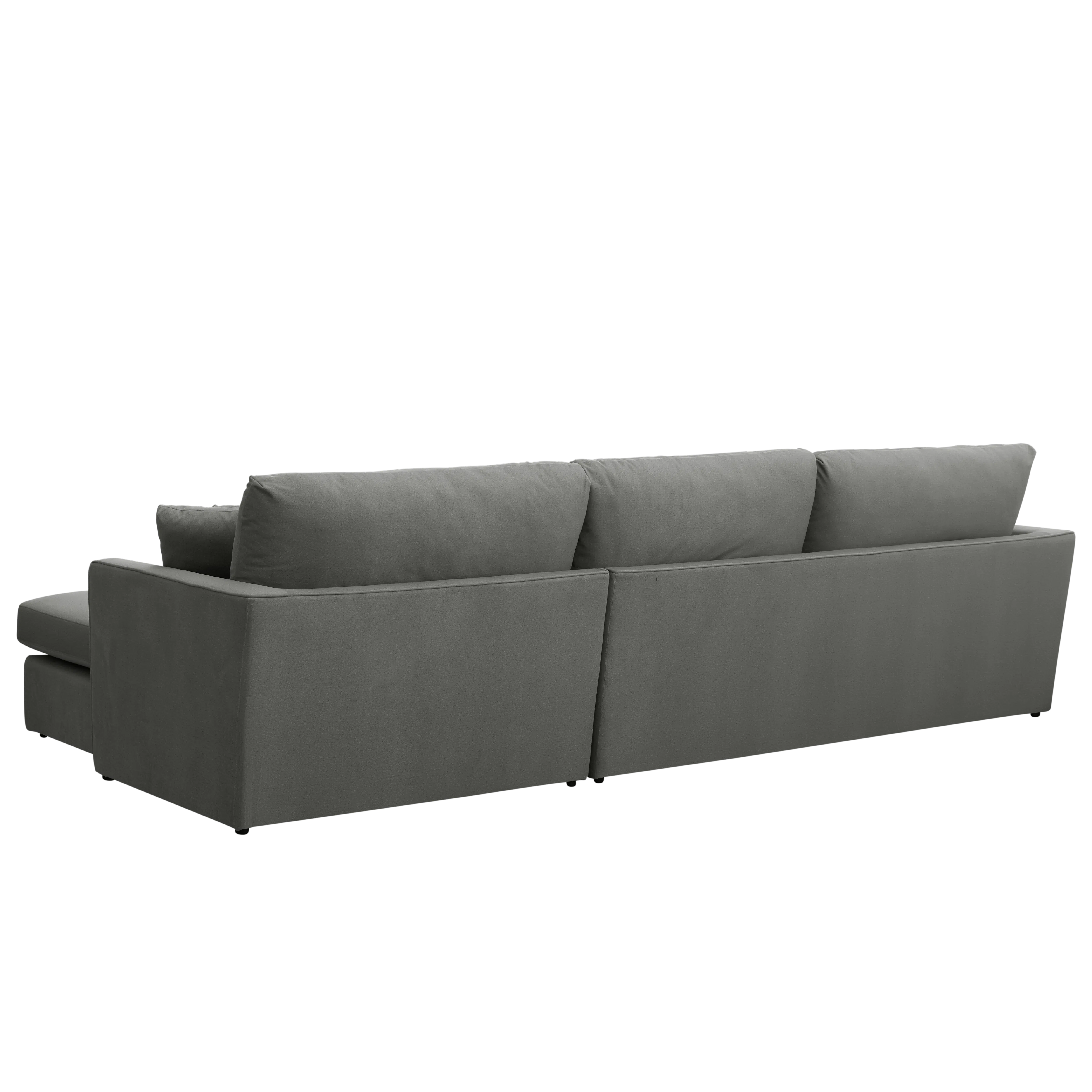 (As-is) Ashley L-Shaped Lounge Sofa - Sesame Grey (Scratch Resistant Fabric) - 1 - 16 - Modern gray sectional sofa, sleek