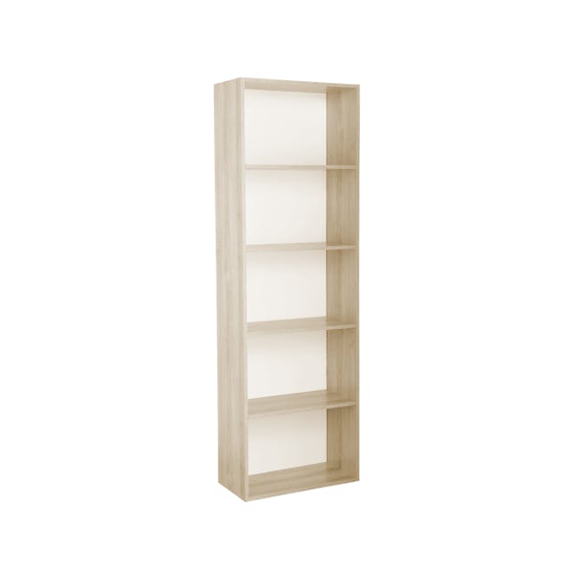 Hitoshi 5-Tier Bookshelf - Natural, White - 2