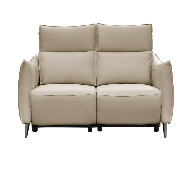 Cole 2 Seater Recliner Sofa - Beige (Genuine Cowhide + Faux Leather) - 2