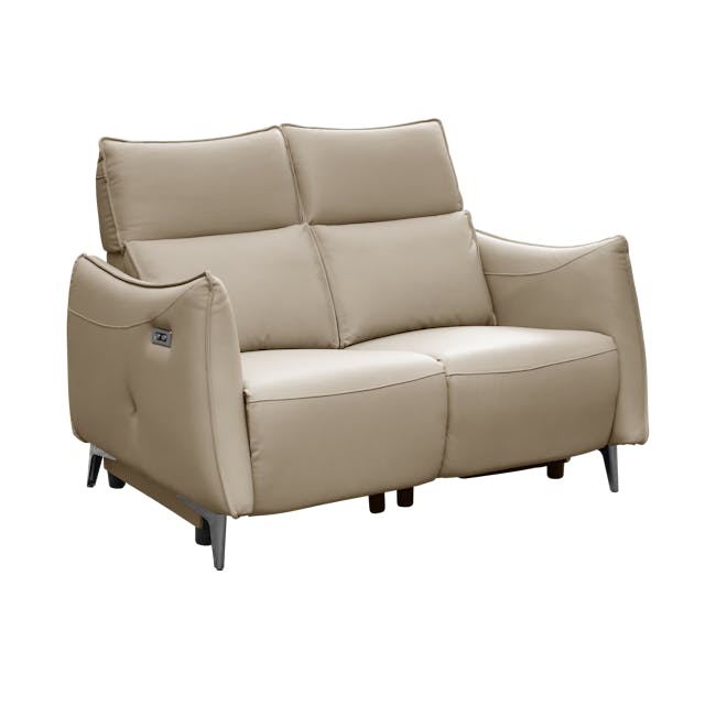 Cole 2 Seater Recliner Sofa - Beige (Genuine Cowhide + Faux Leather) - 3