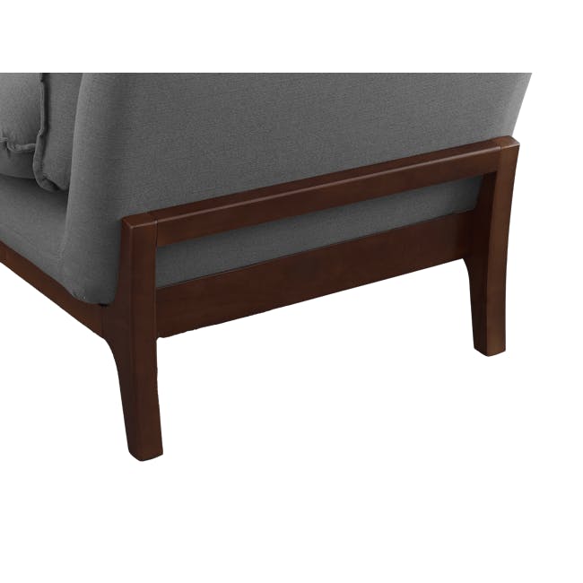 Tate 3 Seater Sofa - Charcoal Grey - 9 - Gray upholstered chair, wooden frame, sturdy legs, minimalist design, modern