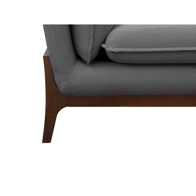 Tate 3 Seater Sofa - Charcoal Grey - 7 - Grey upholstered chair, wooden frame, textured fabric, modern design, comfortable