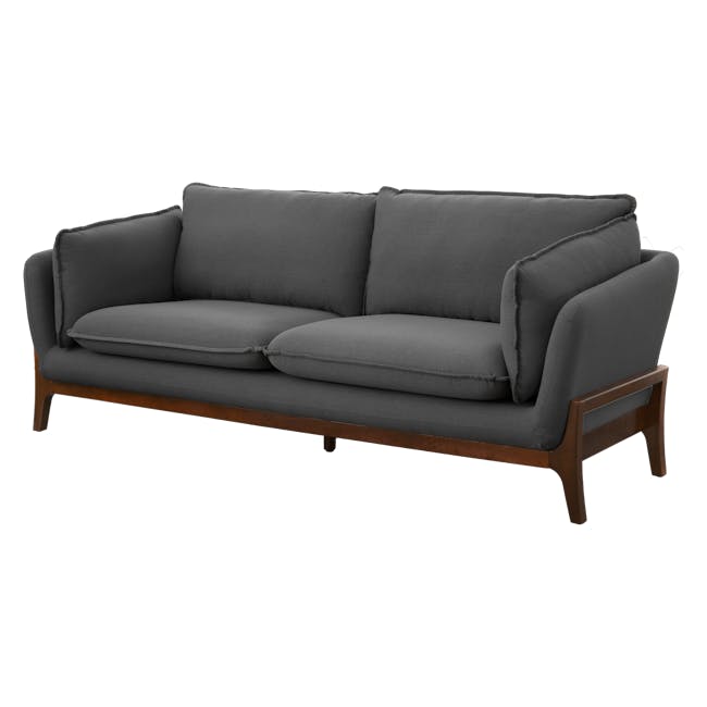 Tate 3 Seater Sofa - Charcoal Grey - 2 - Grey upholstered sectional sofa, modern design, wooden frame, comfortable seating