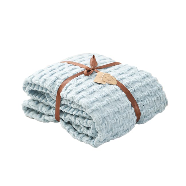 Camille Knitted Throw Blanket 110 x 175 cm - Sky Blue - 0