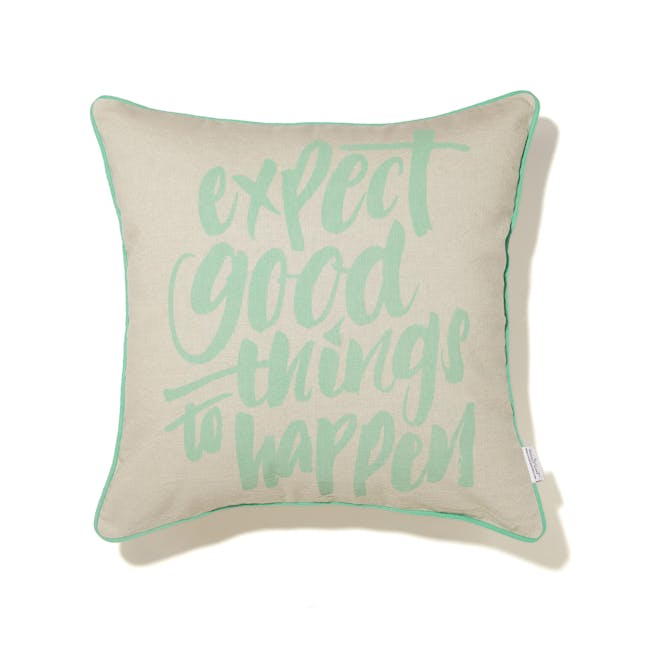 Expect Good Things To Happen Cushion Cover - Pastel Green - 0