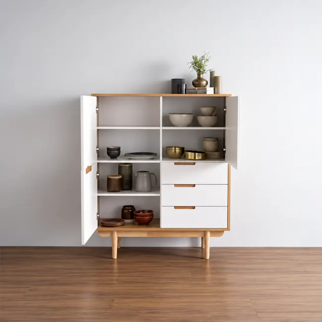 Larisa Tall Sideboard 1.1m - Oak, White