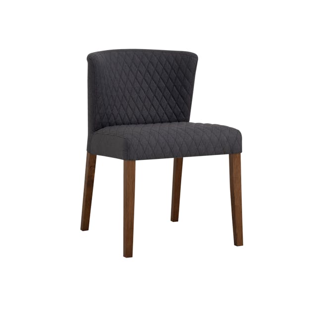 Rhoda Dining Chair - Cocoa, Hale - 1 - Dark gray upholstered chair, wooden legs, quilted fabric, elegant design, modern