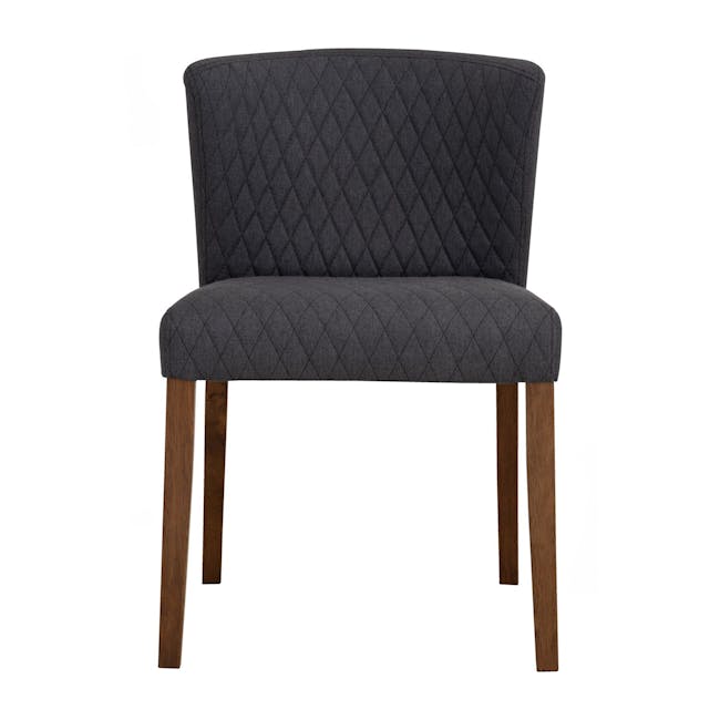 Rhoda Dining Chair - Cocoa, Hale - 5 - Dark gray upholstered chair, wooden legs, quilted fabric, elegant design, comfortable