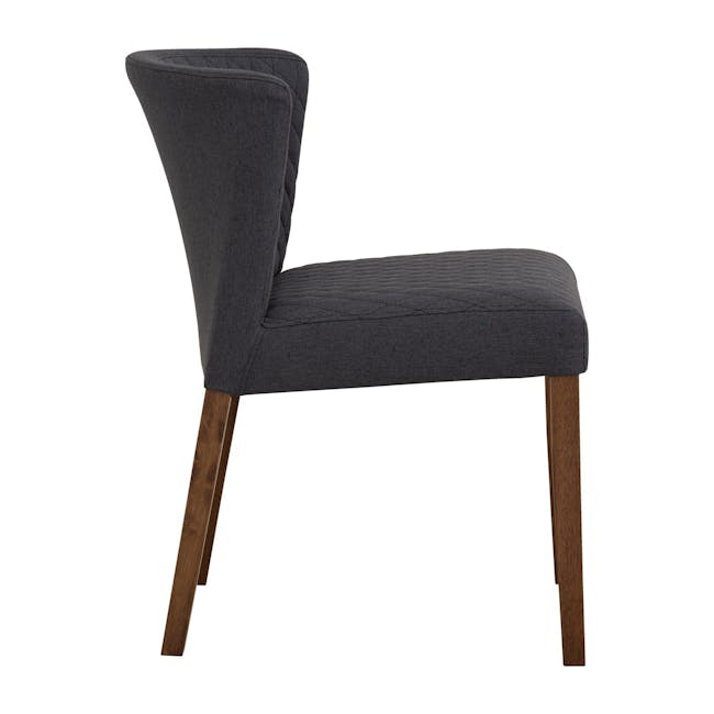 Rhoda Dining Chair - Cocoa, Hale - 6 - Dark gray upholstered chair, wooden legs, textured fabric seat, modern design